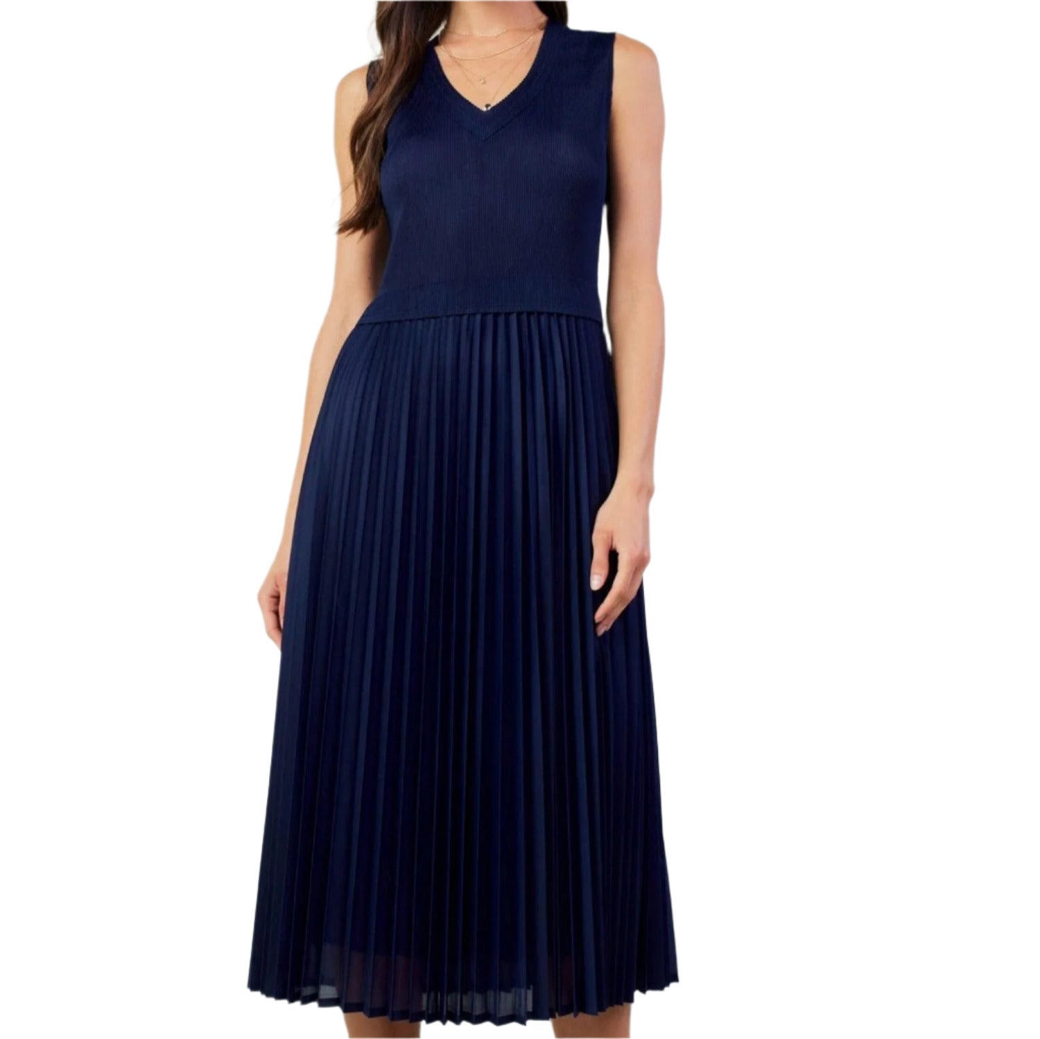 Navy blue dress pleated skirt best sale