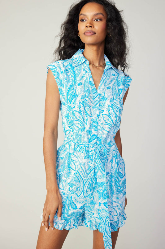 SALE | Lily Romper in Blue/White Paisley