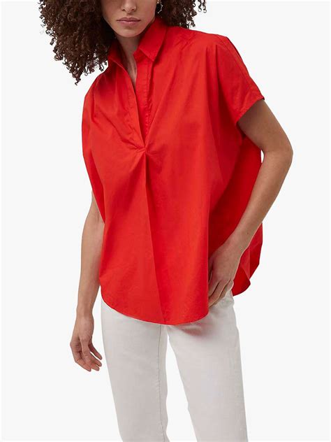 SALE | French Connection Poplin Shirting Popover SS Red