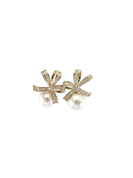 Gemelli Pearl Ribbon Earrings