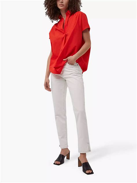 SALE | French Connection Poplin Shirting Popover SS Red