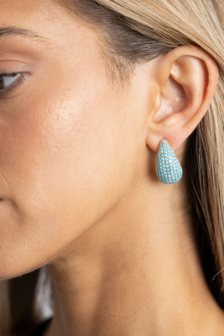 Sahira Celine CZ Raindrop Earrings in Turquoise