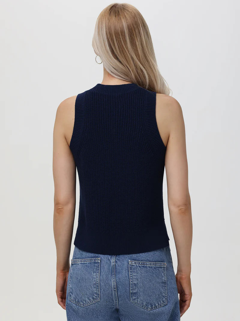 dark blue navy sleeveless knit tank top