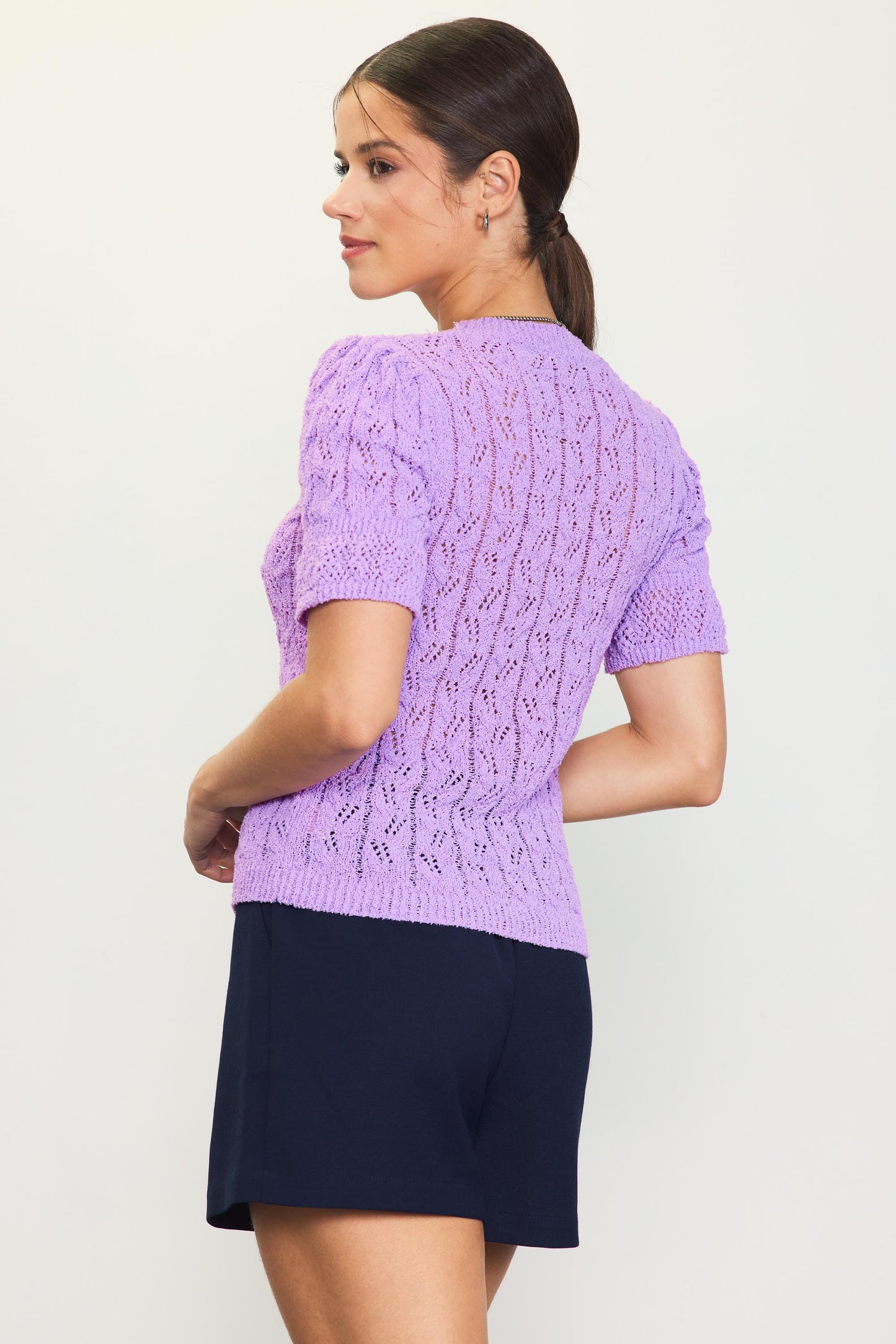 SALE | Pointelle Short Sleeve Sweater