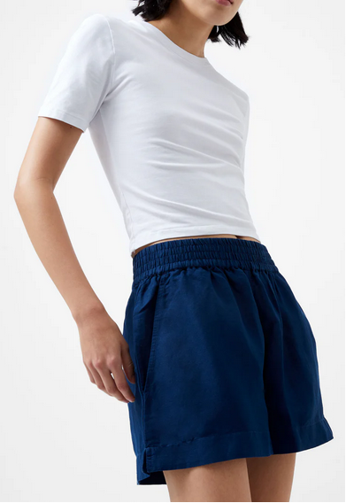 SALE | French Connection Birdie Linen Shorts in Midnight Blue