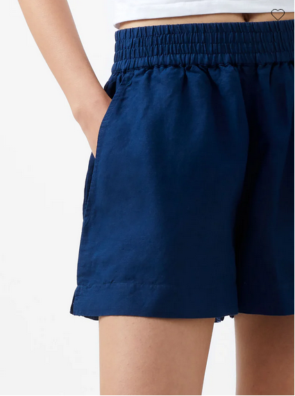 SALE | French Connection Birdie Linen Shorts in Midnight Blue