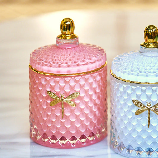 Dragonfly Fragrances Bella Blush & Gold Candle - Pear + Water Lily