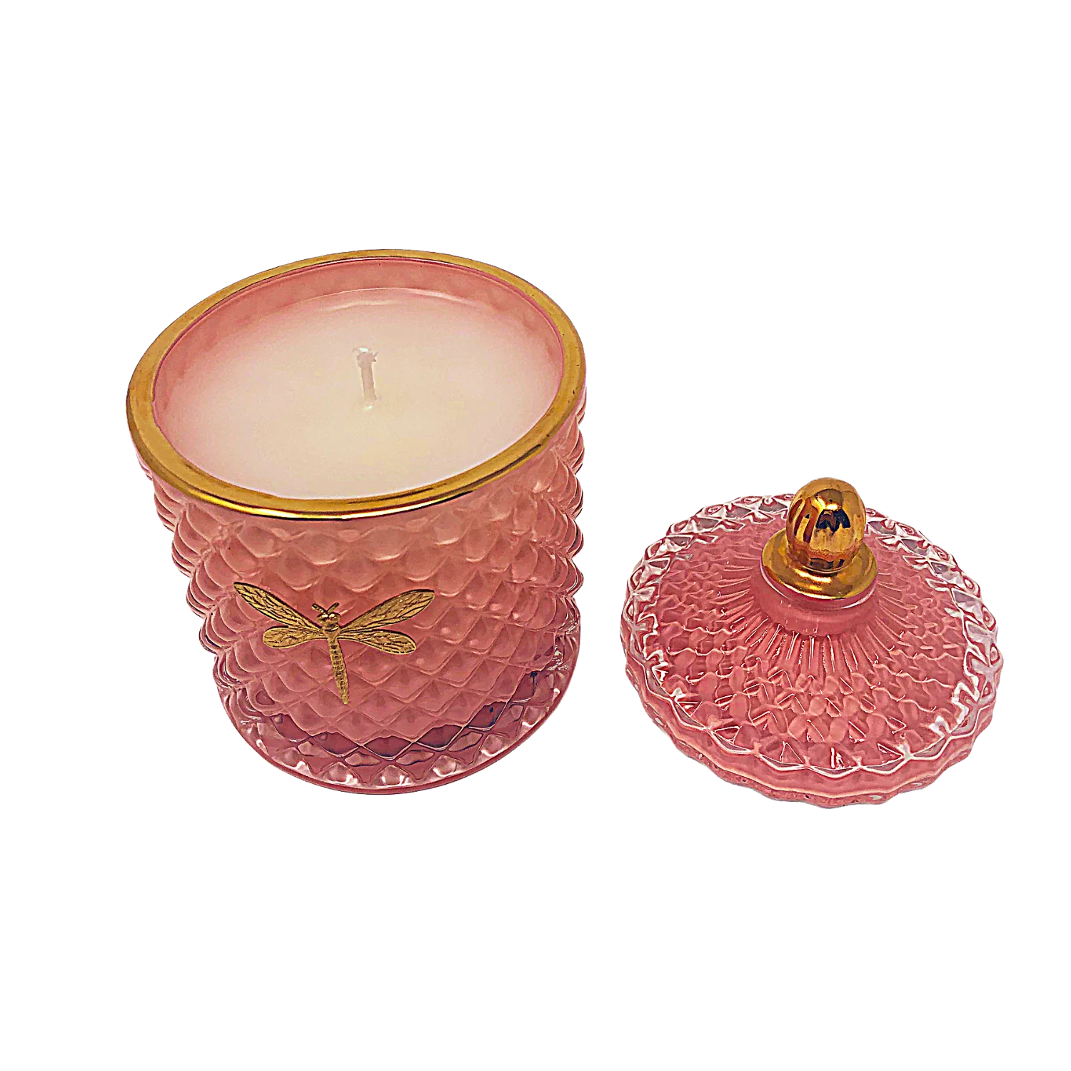 ornate glass jar pear scented candle