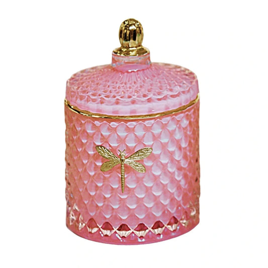 ornate glass jar pear scented candle