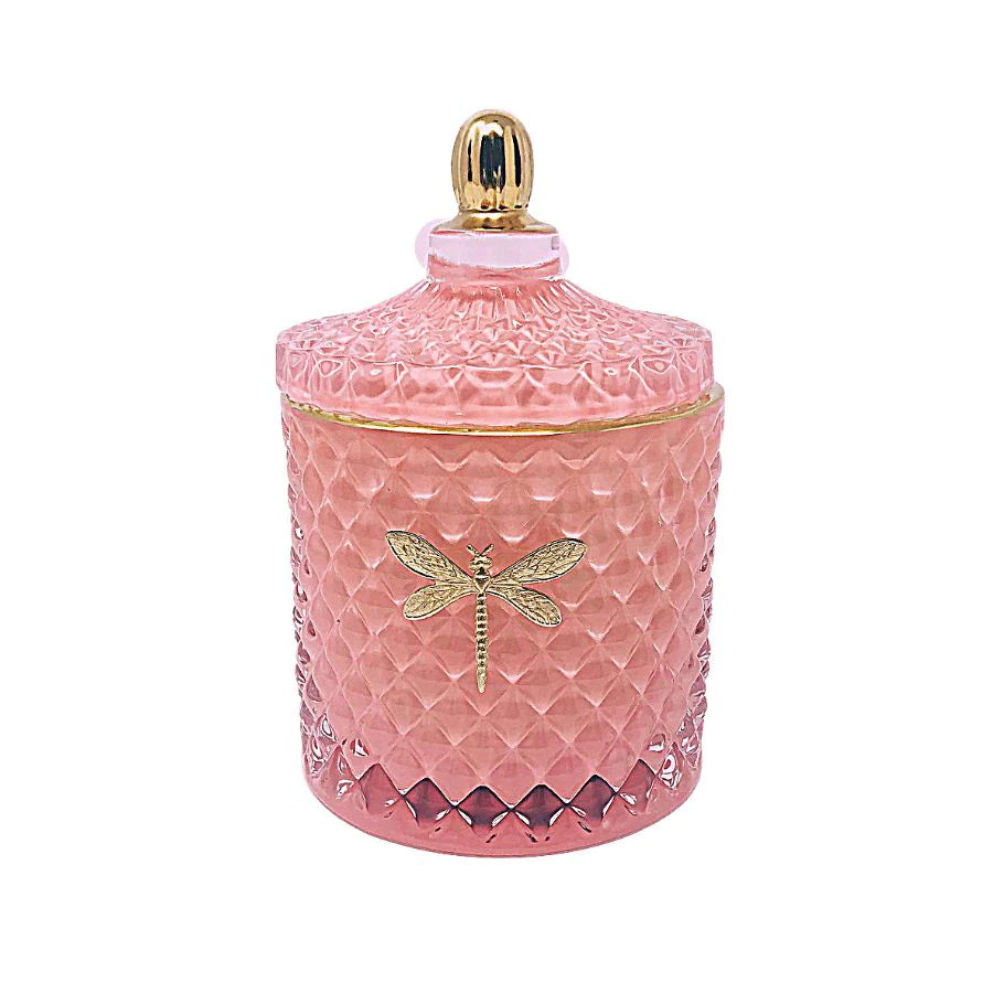 ornate glass jar pear scented candle