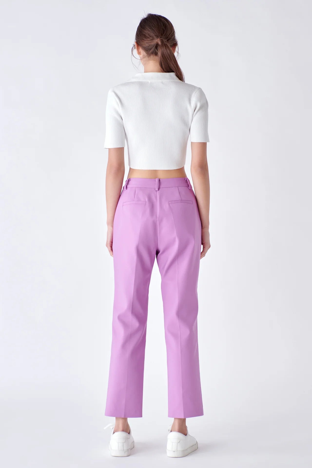 Slim Cigarette Trousers | Tapered Slacks | Lilac Purple | English Factory