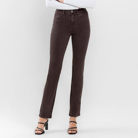 chocolate brown bootcut mid-rise denim jeans