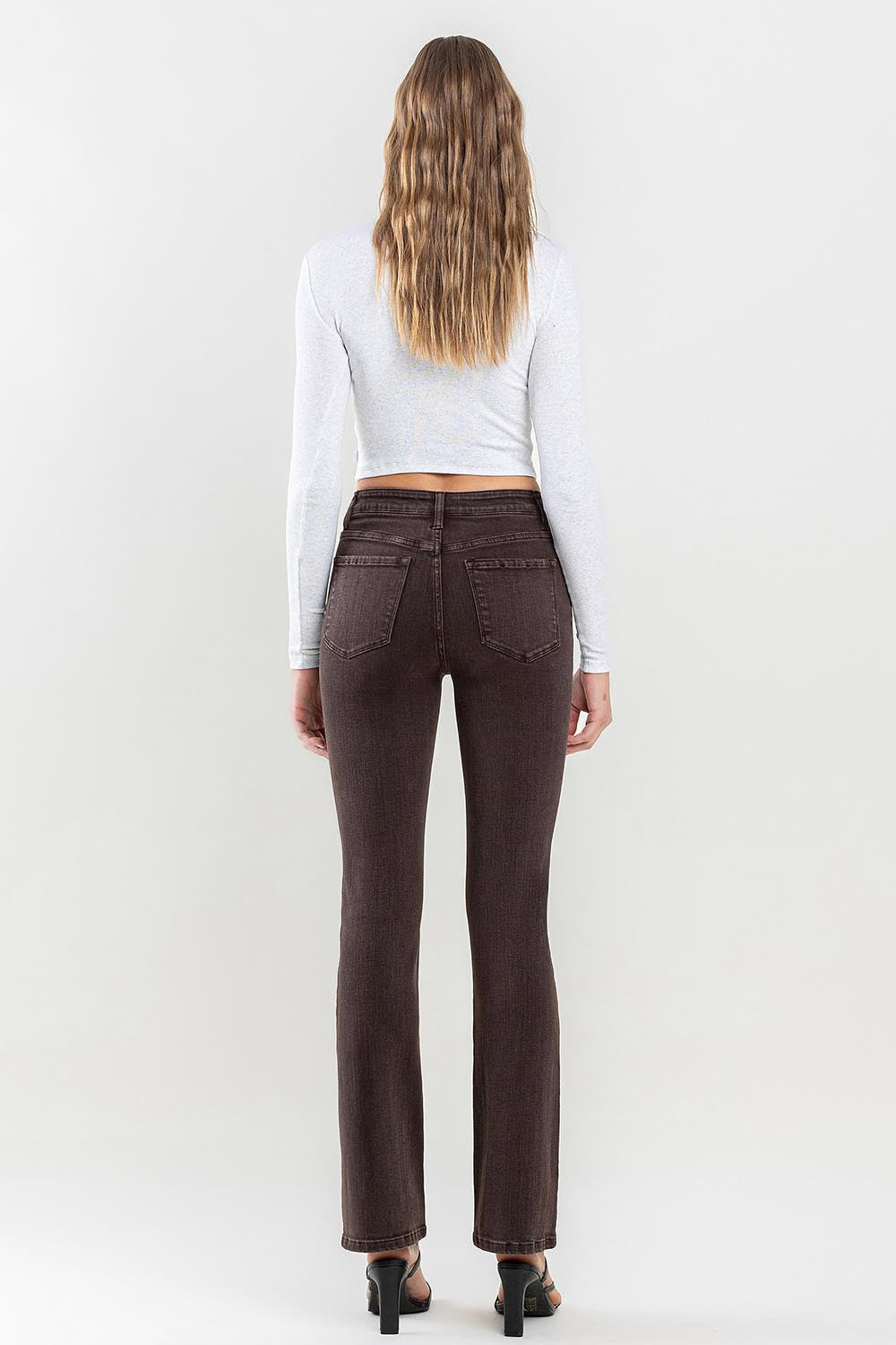 chocolate brown bootcut mid-rise denim jeans