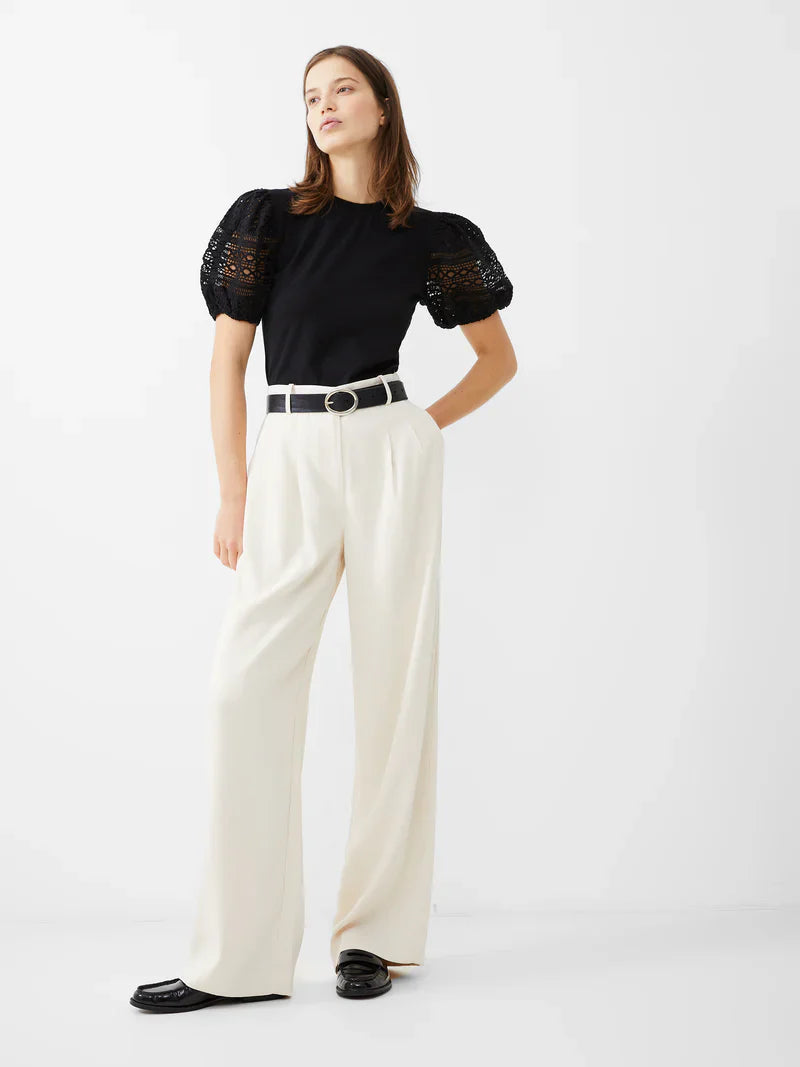 Harrie Suiting Trouser | Wide Leg Slacks | Classic Cream Ivory | French Connection