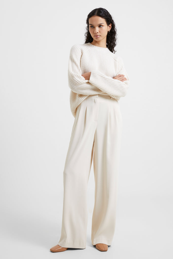 Harrie Suiting Trouser | Wide Leg Slacks | Classic Cream Ivory | French Connection