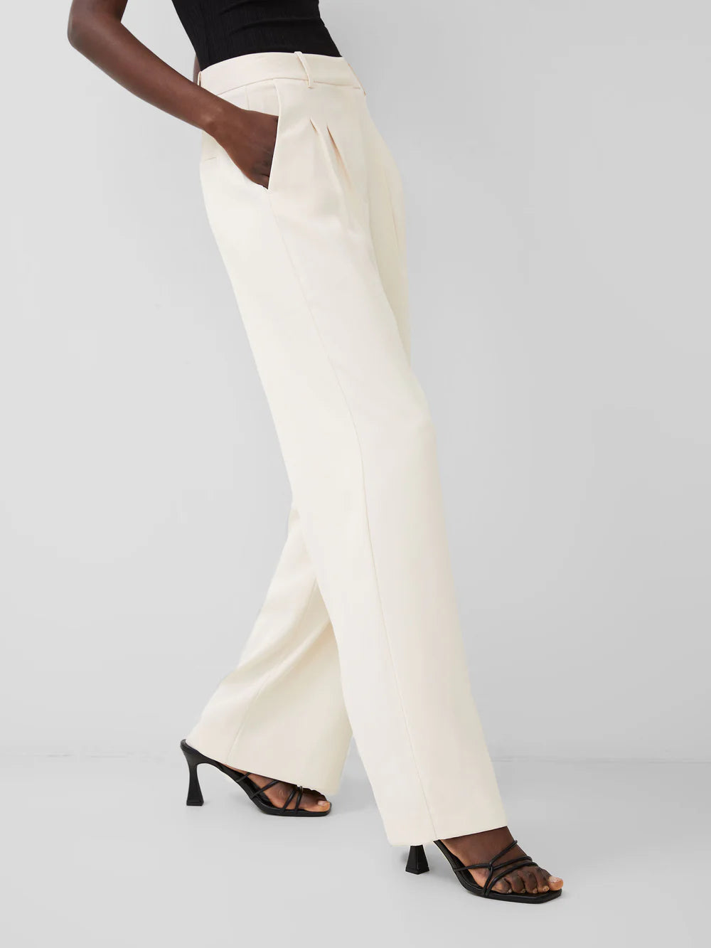 Harrie Suiting Trouser | Wide Leg Slacks | Classic Cream Ivory | French Connection