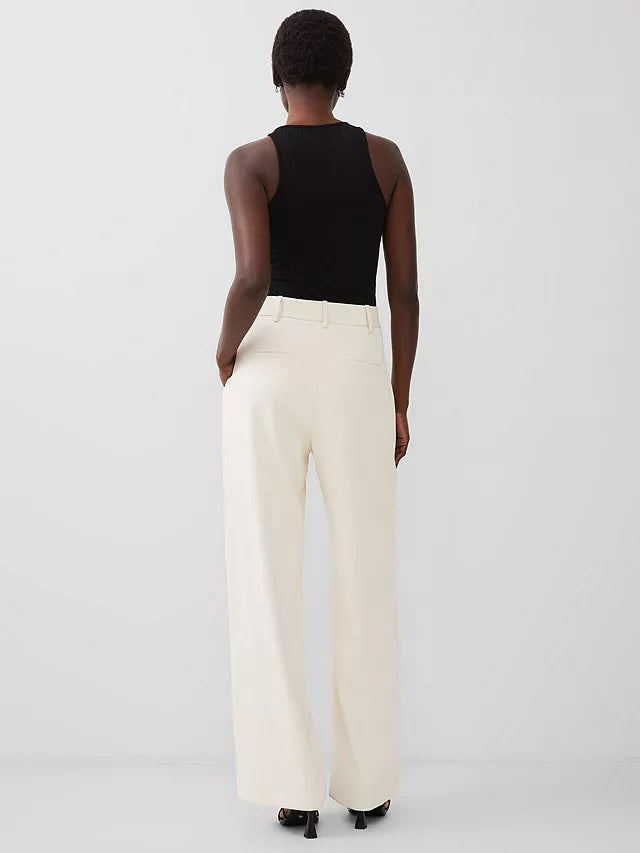 Harrie Suiting Trouser | Wide Leg Slacks | Classic Cream Ivory | French Connection