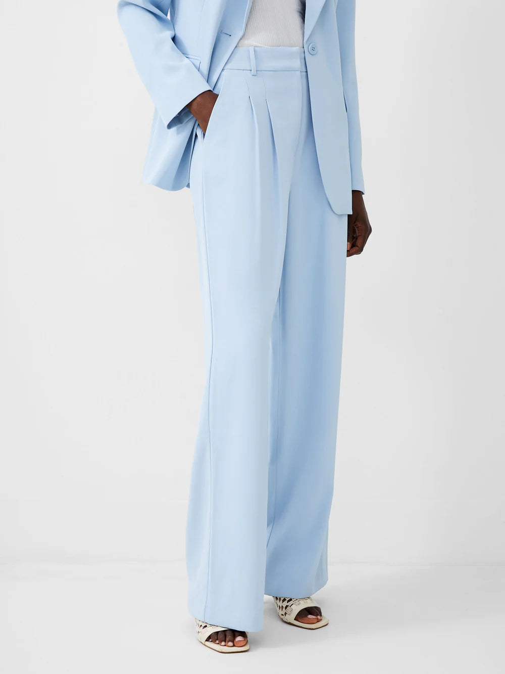 light blue wide leg slacks