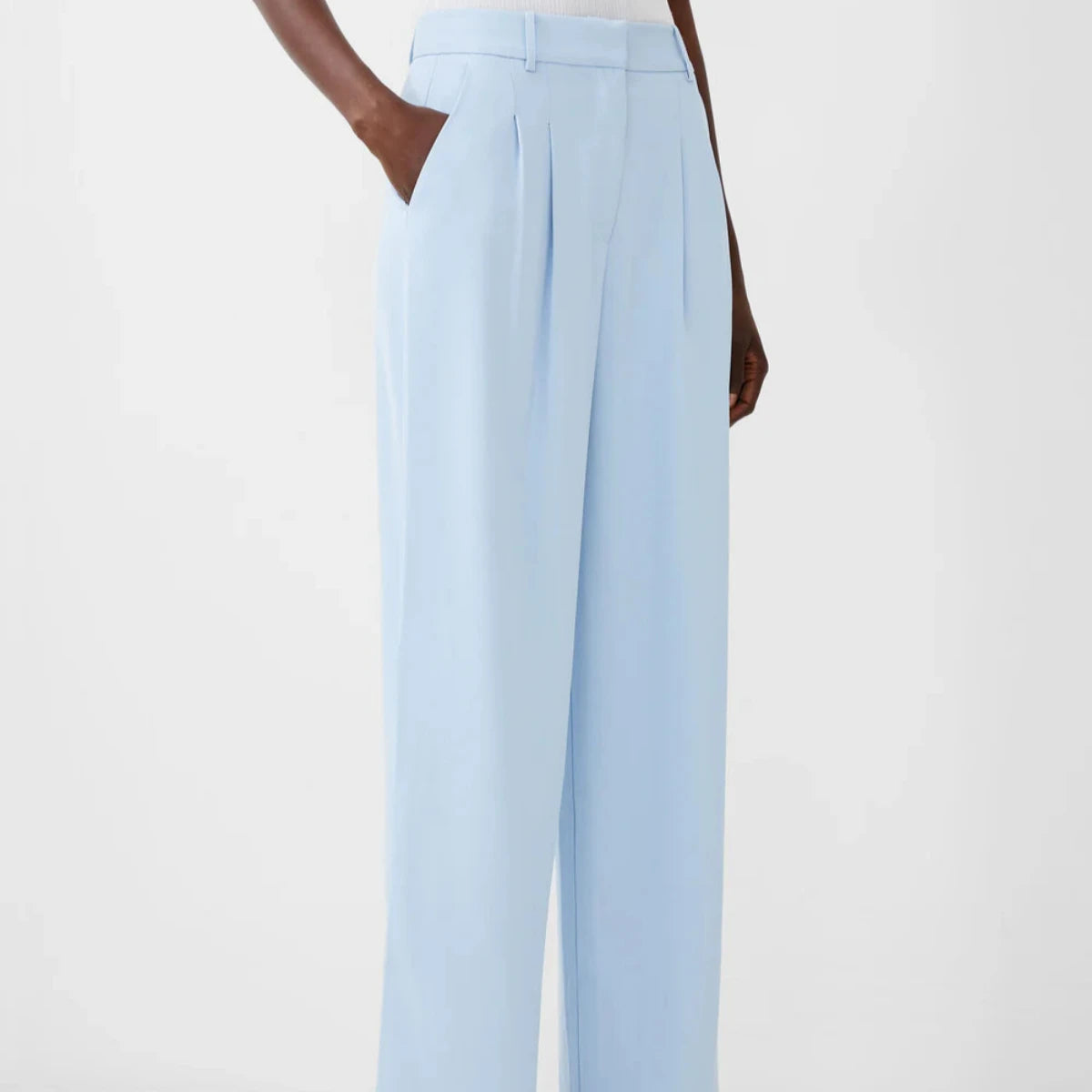 light blue wide leg slacks