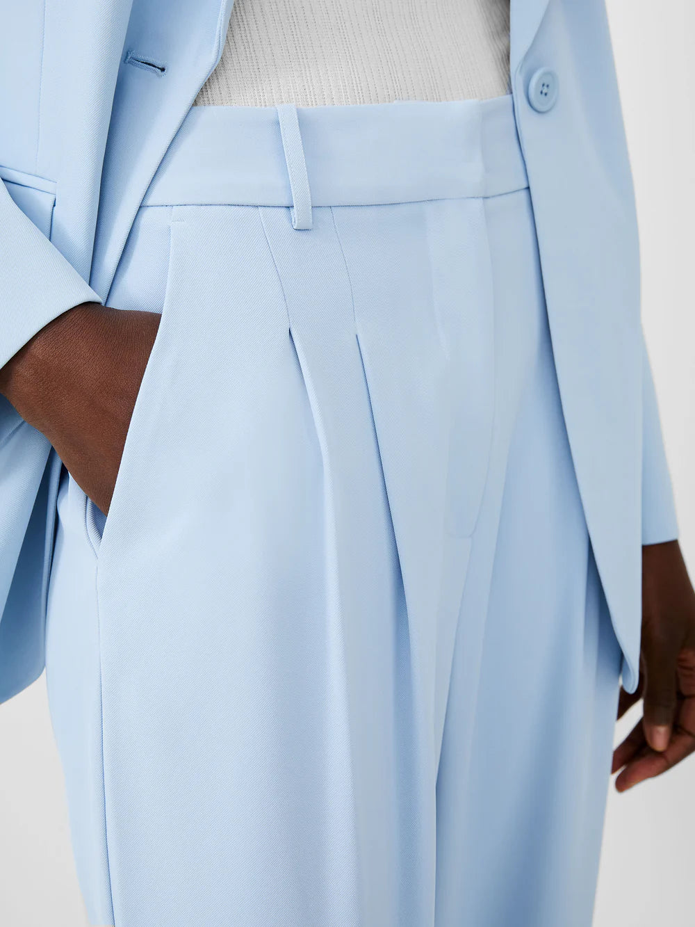 light blue wide leg slacks