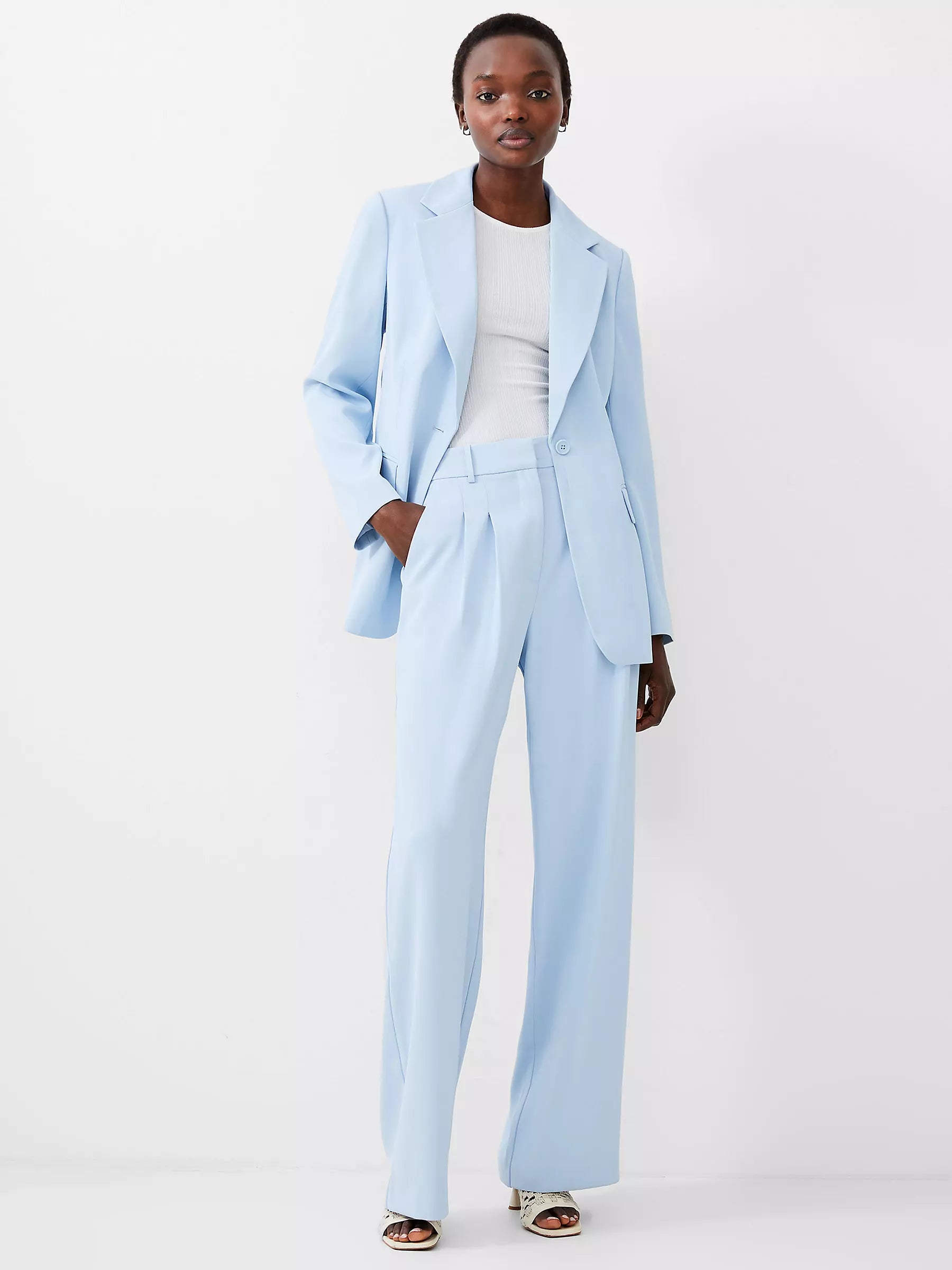 light blue wide leg slacks