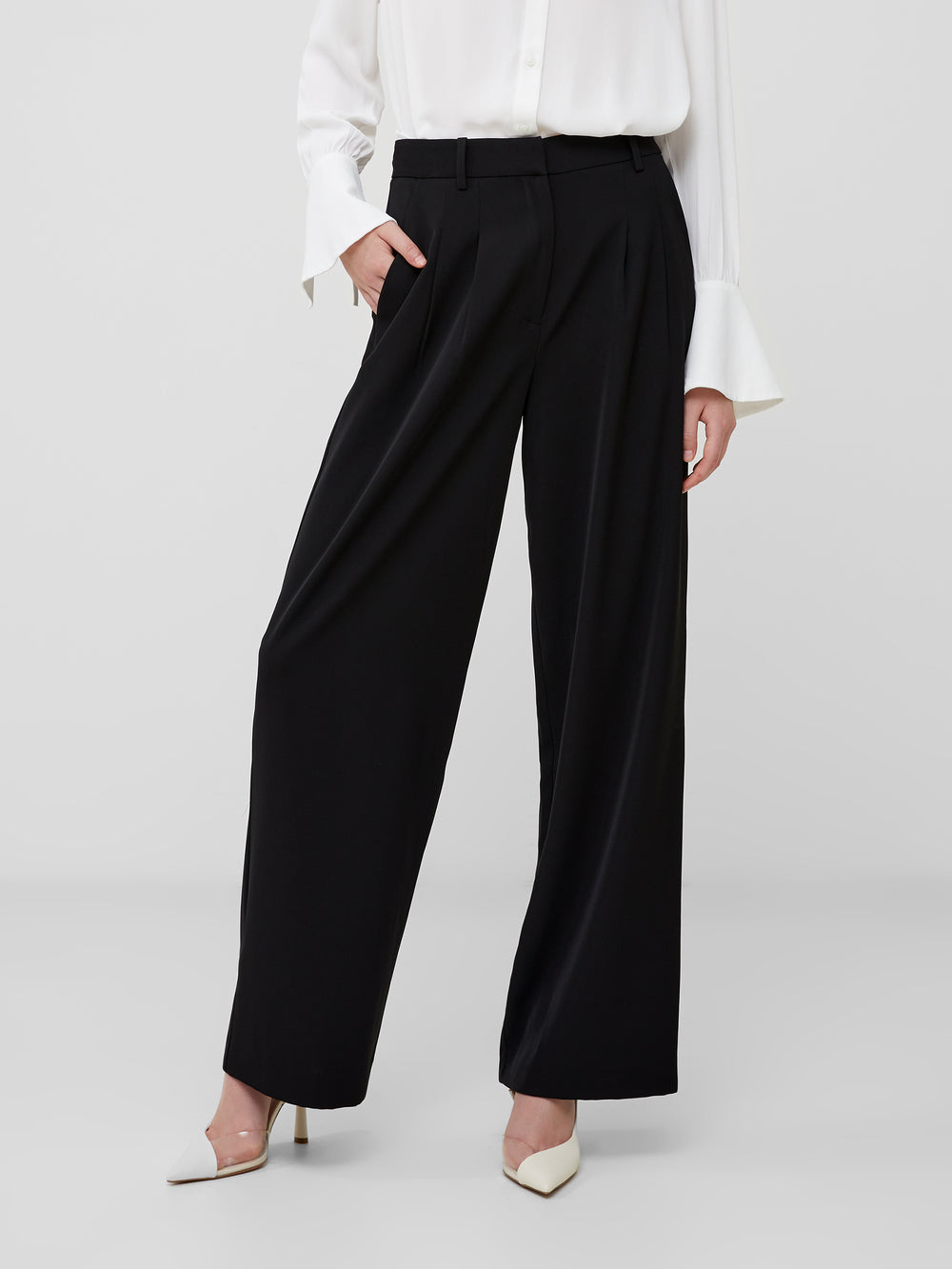 Harrie Suiting Trouser | Wide Leg Slacks | Blackout | French Connection