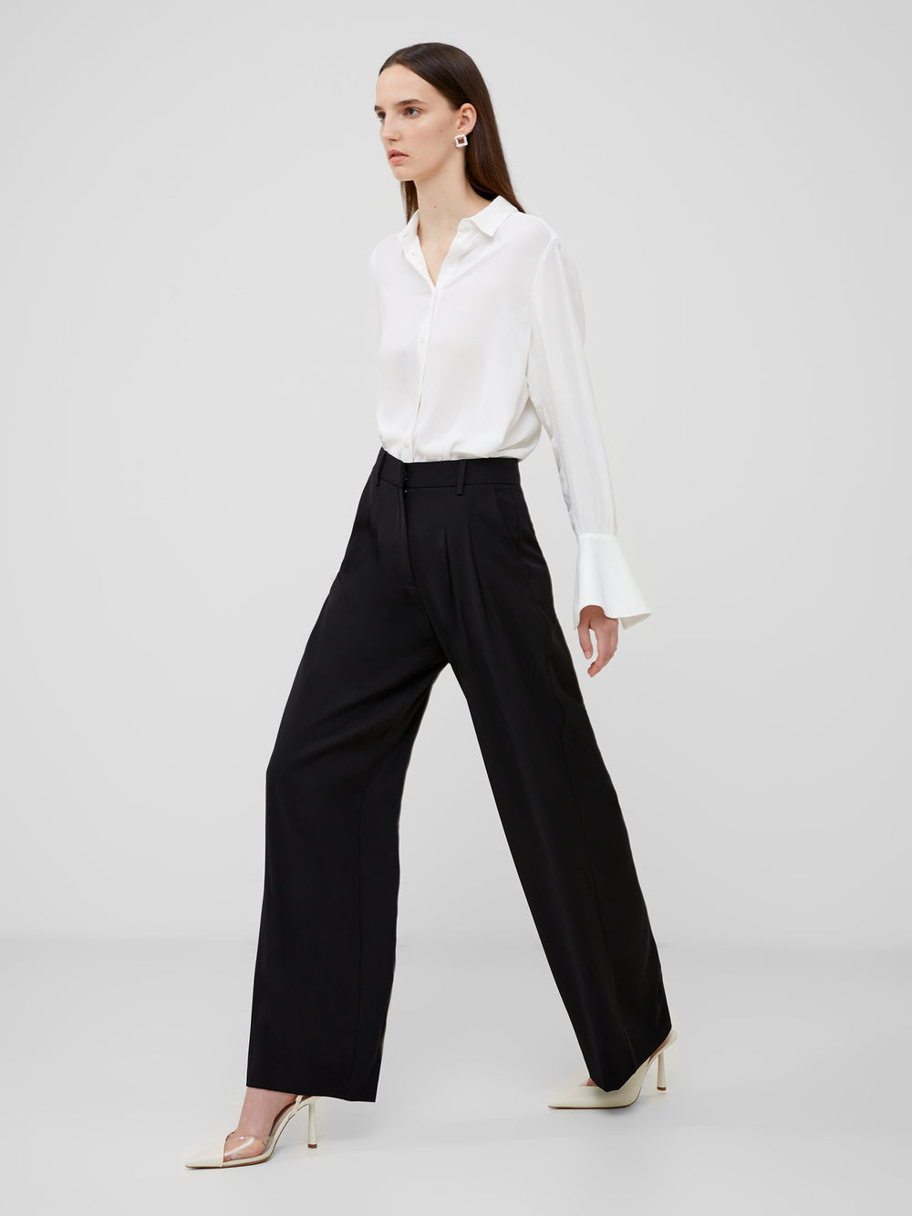 Harrie Suiting Trouser | Wide Leg Slacks | Blackout | French Connection