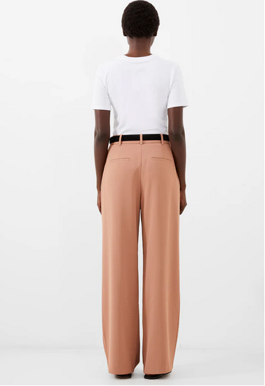 wide leg caramel brown slacks