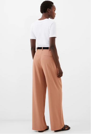 wide leg caramel brown slacks