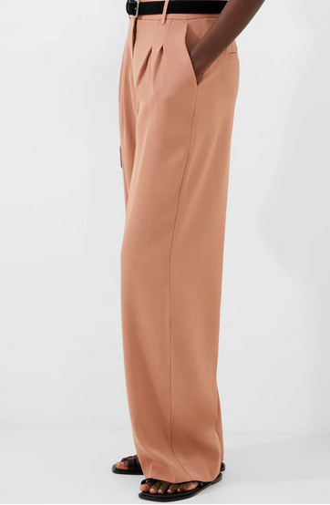 wide leg caramel brown slacks