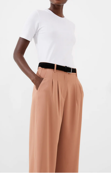 wide leg caramel brown slacks