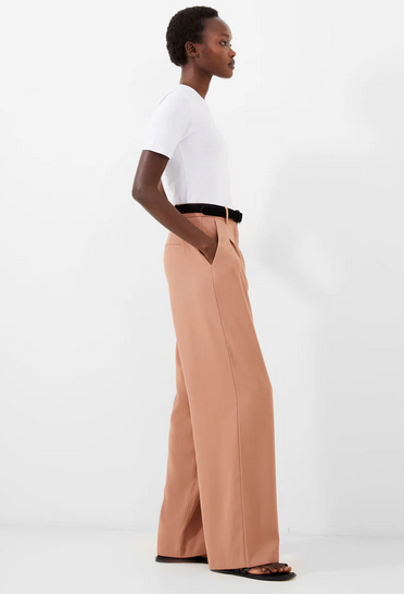 wide leg caramel brown slacks