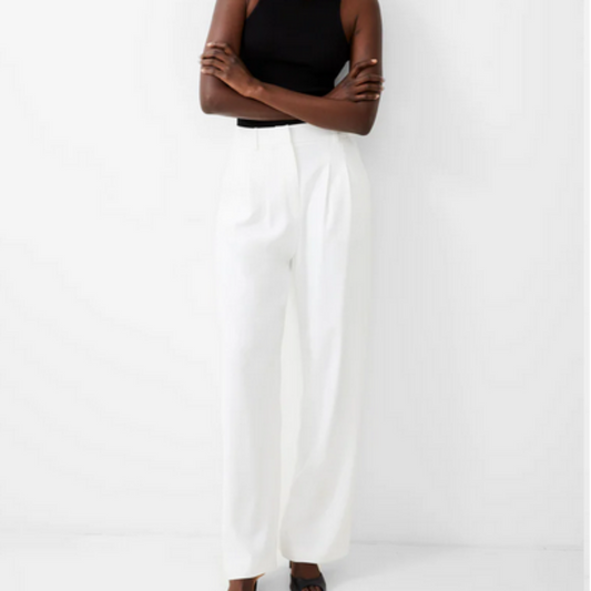 wide leg white slacks