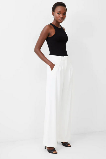 wide leg white slacks