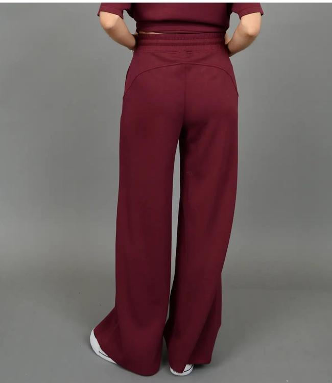 burgundy wide leg drawstring lounge pants