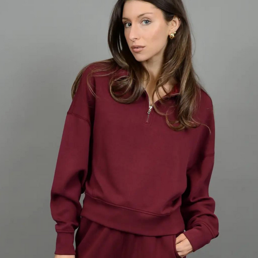 burgundy pullover quarter zip