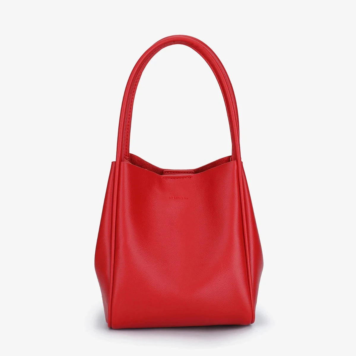 soft leather red bucket bag