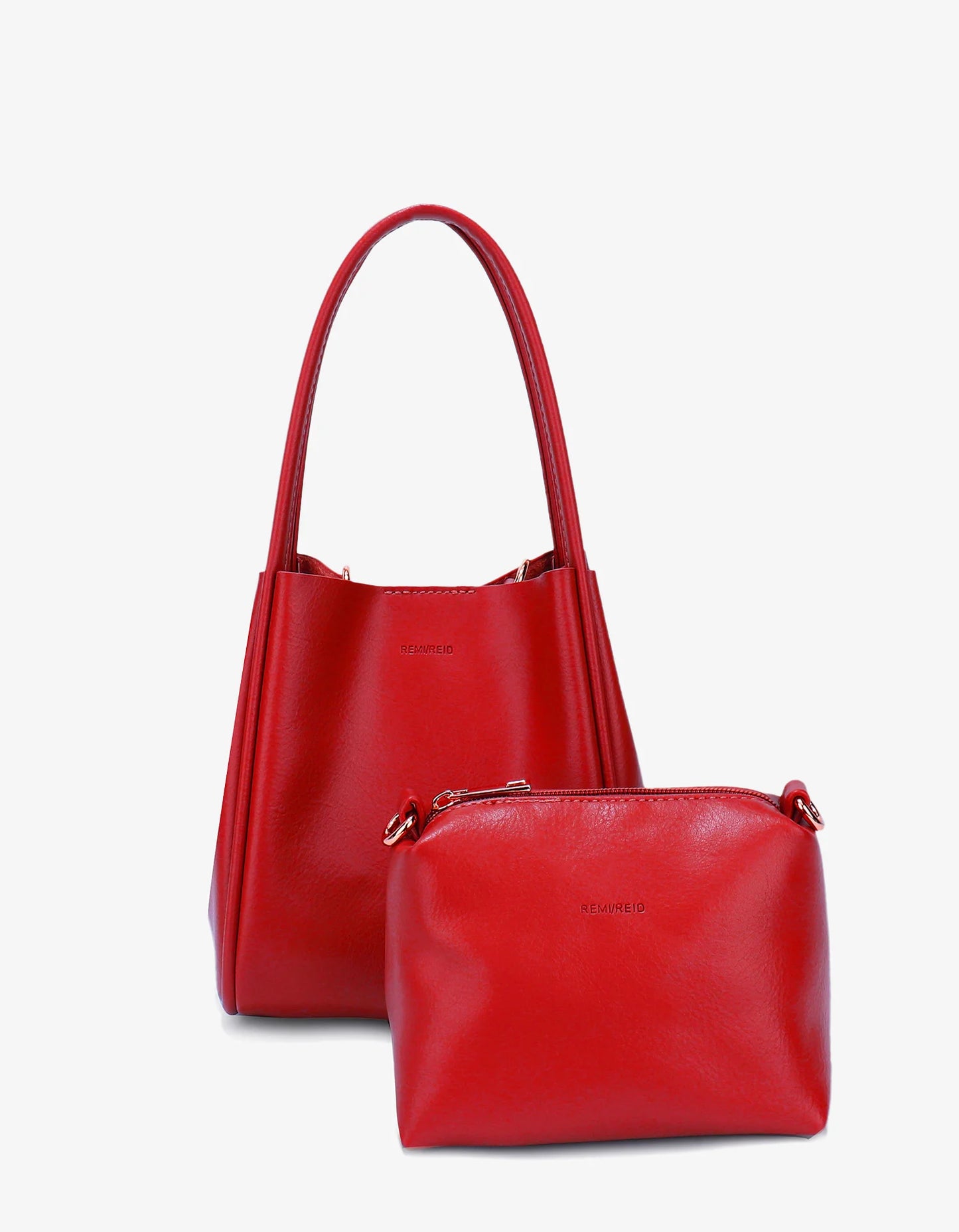 soft leather red bucket bag