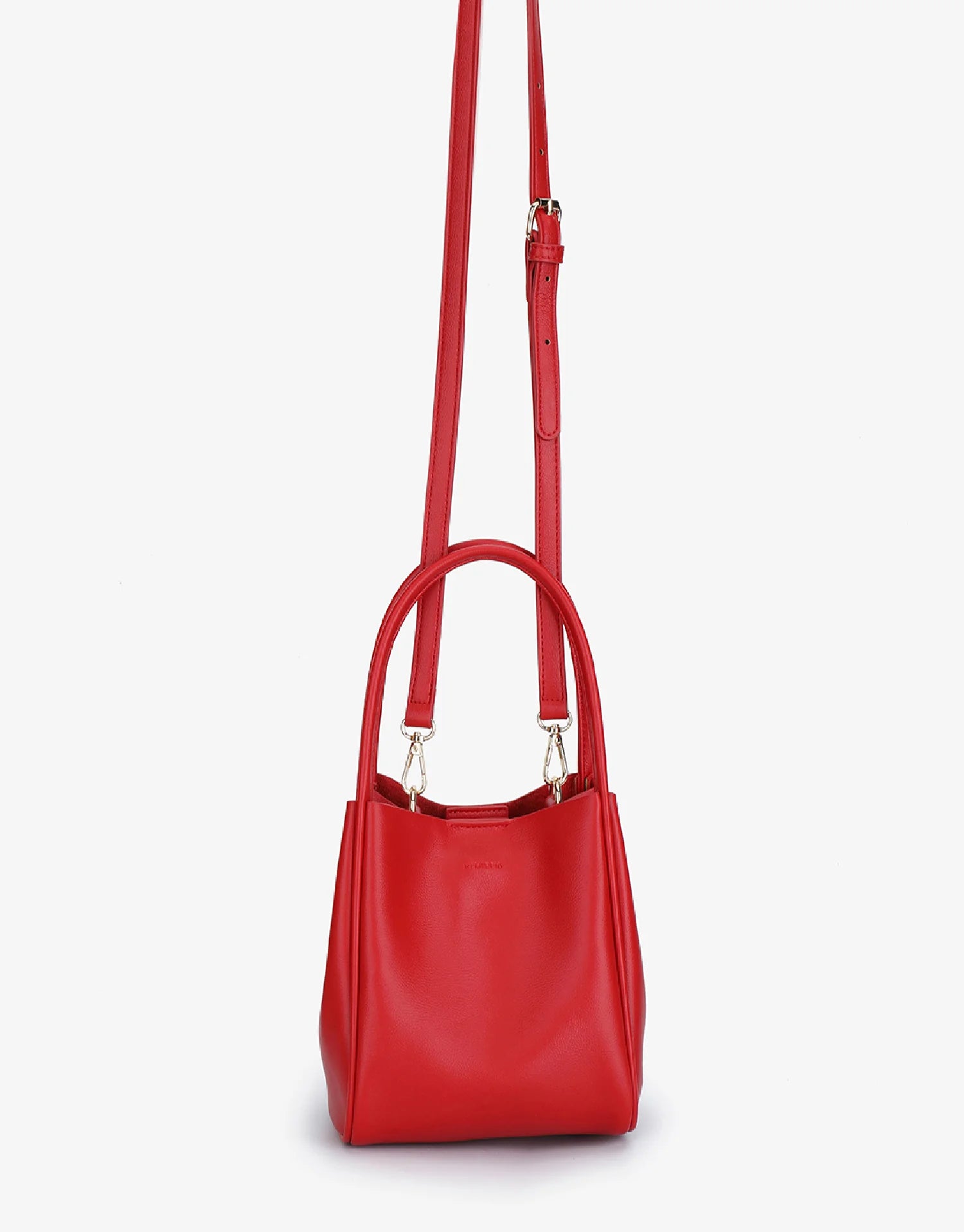 soft leather red bucket bag