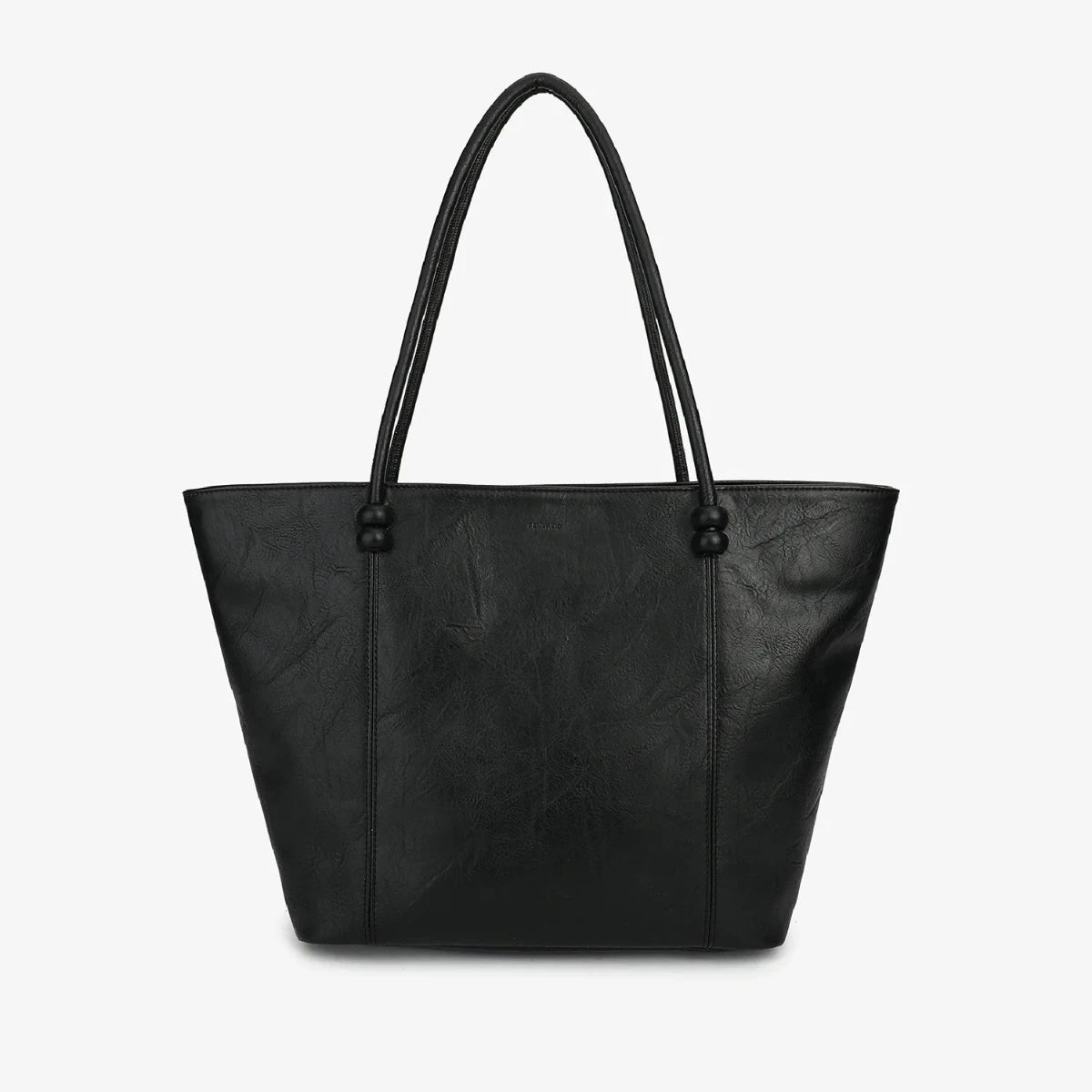 black vegan leather tote bag