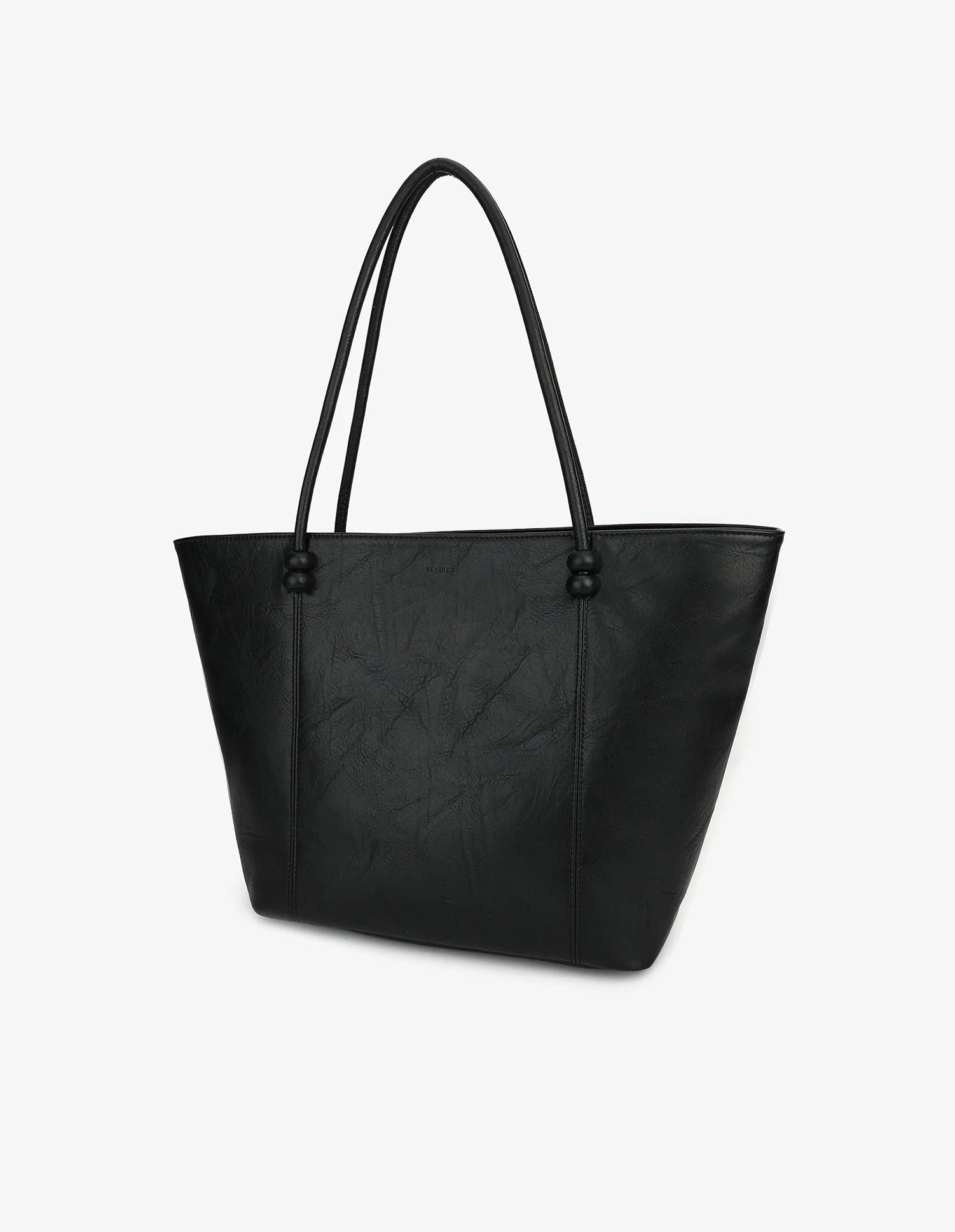 black vegan leather tote bag