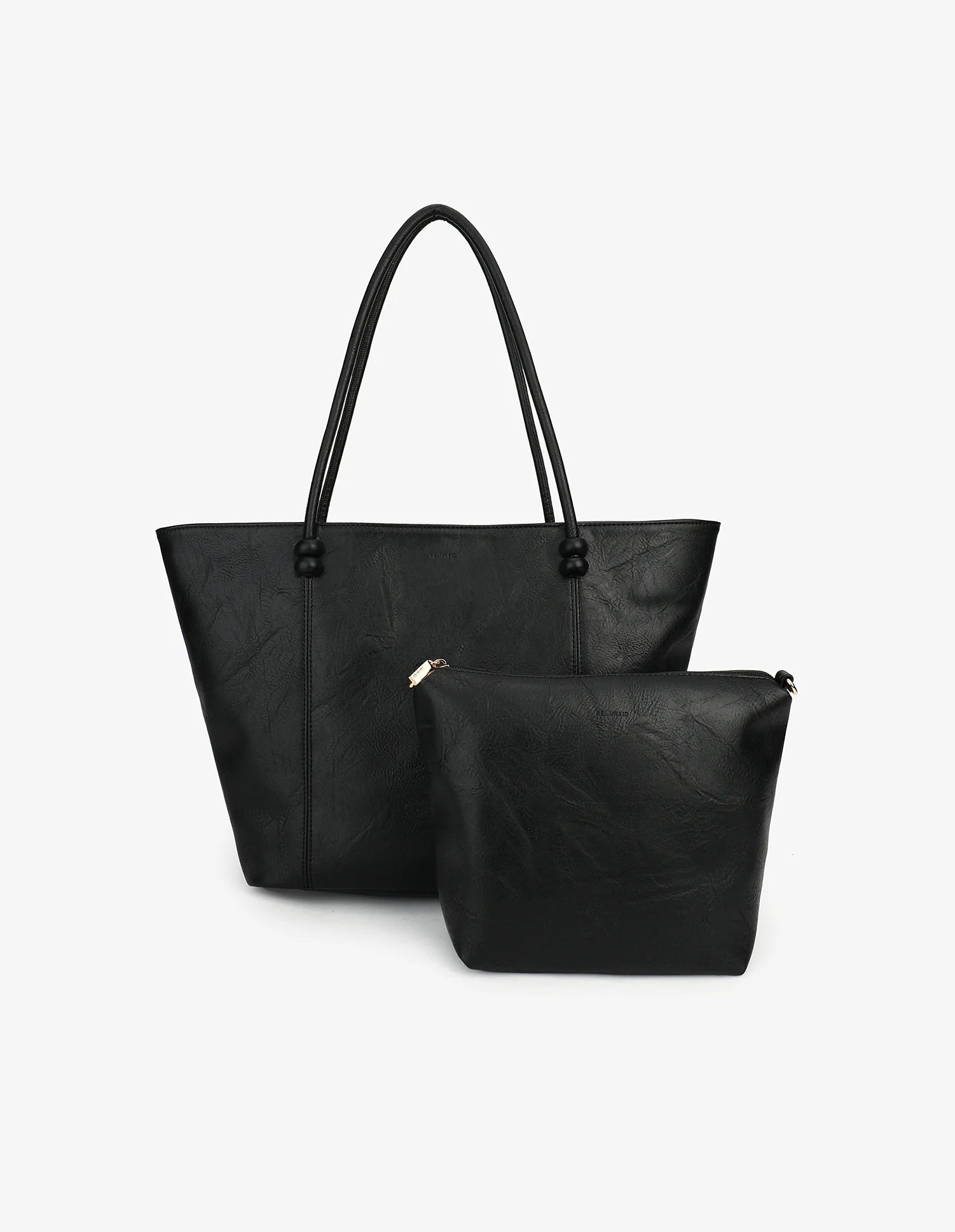 black vegan leather tote bag