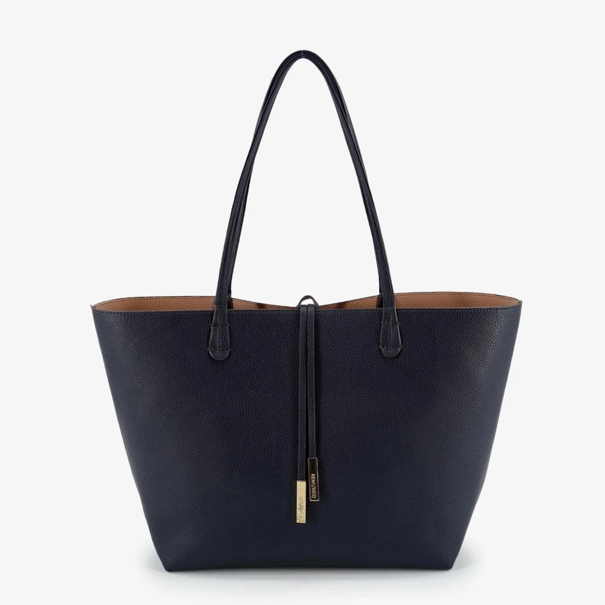 navy tan reversible shoulder purse