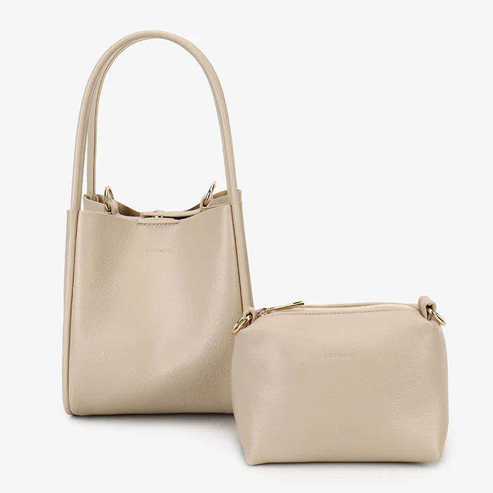 soft leather ivory bucket tote