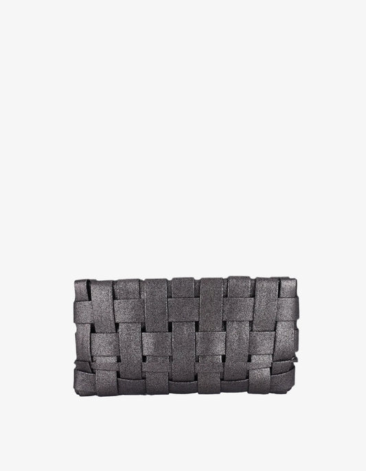 Lindy Woven Clutch Small | Anthracite Silver Holiday | Remi+Reid